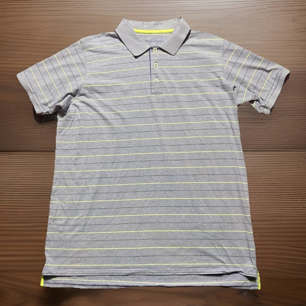 B Draddy Striped Golf Polo Shirt S/S Soft Pima Cotton Mens Size L Large